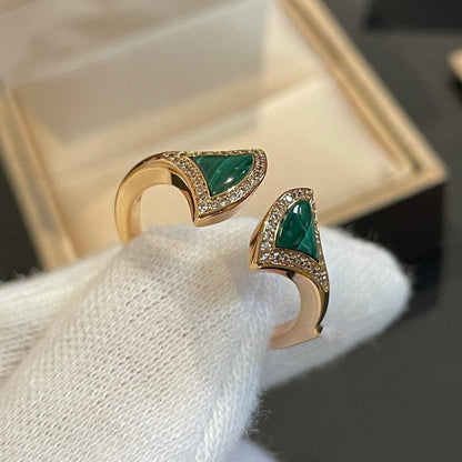 [Violet JW]DREAM MALACHITE DIAMOND OPEN RING