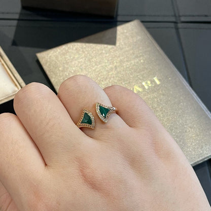 [Violet JW]DREAM MALACHITE DIAMOND OPEN RING