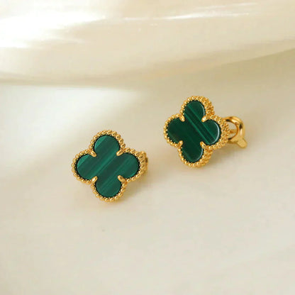 [Violet JW]CLOVER MEDIUM 1 MOTIFS MALACHITE  EARRINGS