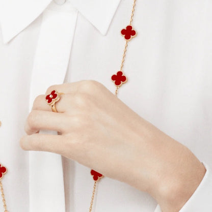 [Violet JW]CLOVER CARNELIAN RING ROSE GOLD DIAMOND