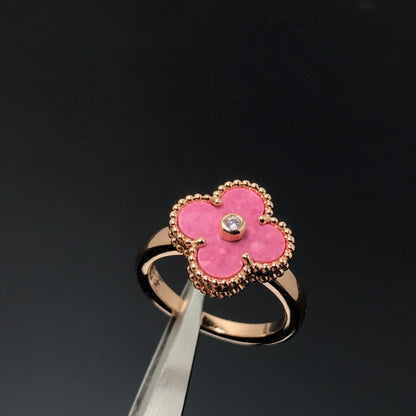 [Violet JW]CLOVER RHODONITE ROSE GOLD RING