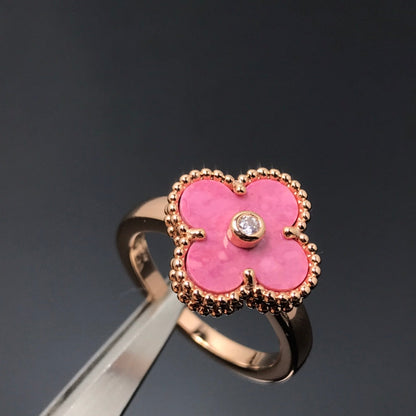 [Violet JW]CLOVER RHODONITE ROSE GOLD RING
