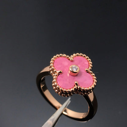 [Violet JW]CLOVER RHODONITE ROSE GOLD RING