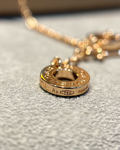 [Violet JW]DREAM MALACHITE DIAMOND PAVED PINK GOLD NECKLACE