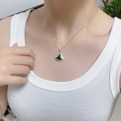 [Violet JW]DREAM MALACHITE DIAMOND PAVED PINK GOLD NECKLACE