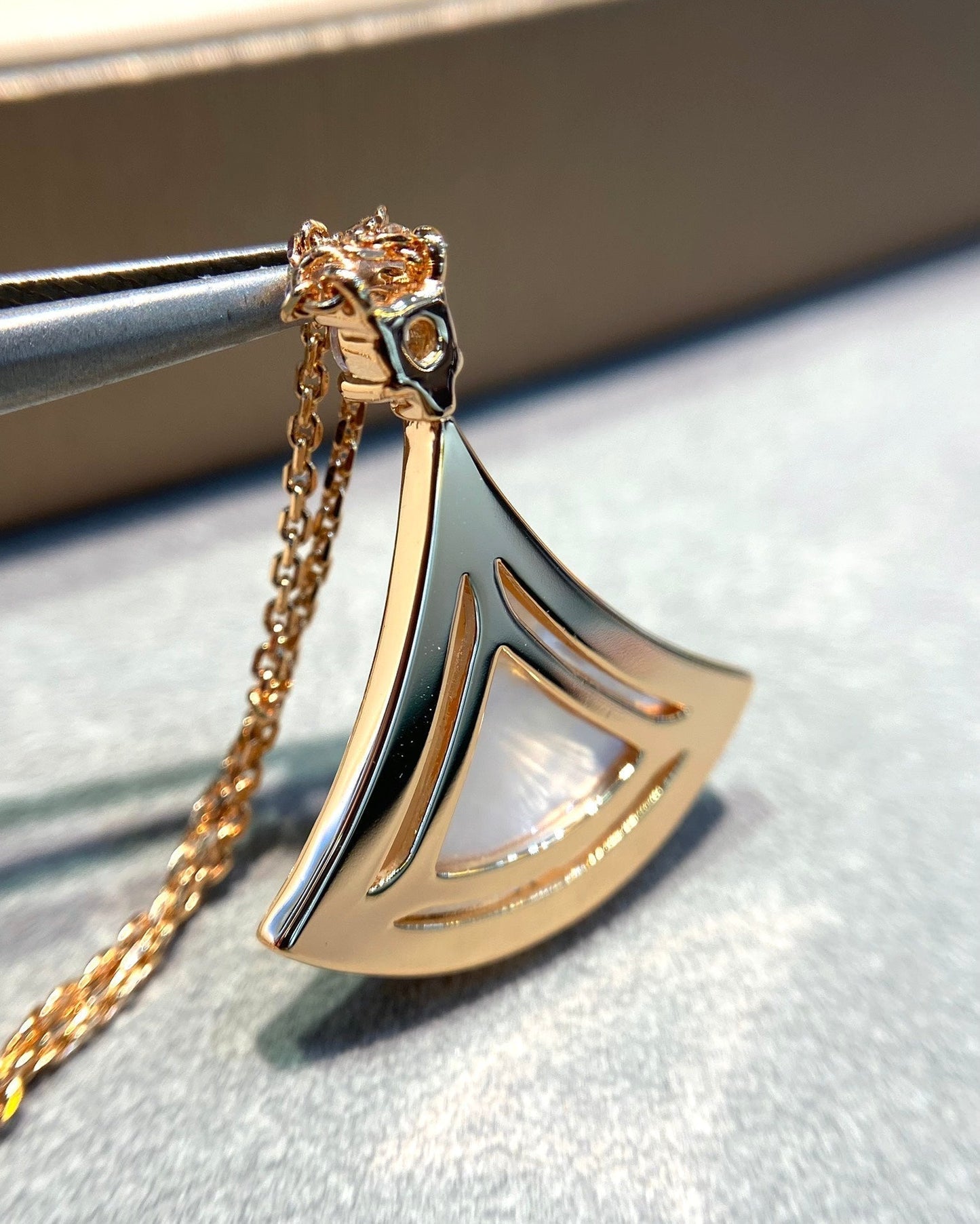 [Violet JW]DREAM MOP DIAMOND PAVED PINK GOLD NECKLACE