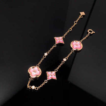 [Violet JW]STAR AND SUN 4 MOTIF PINK MOP PINK GOLD BRACELET