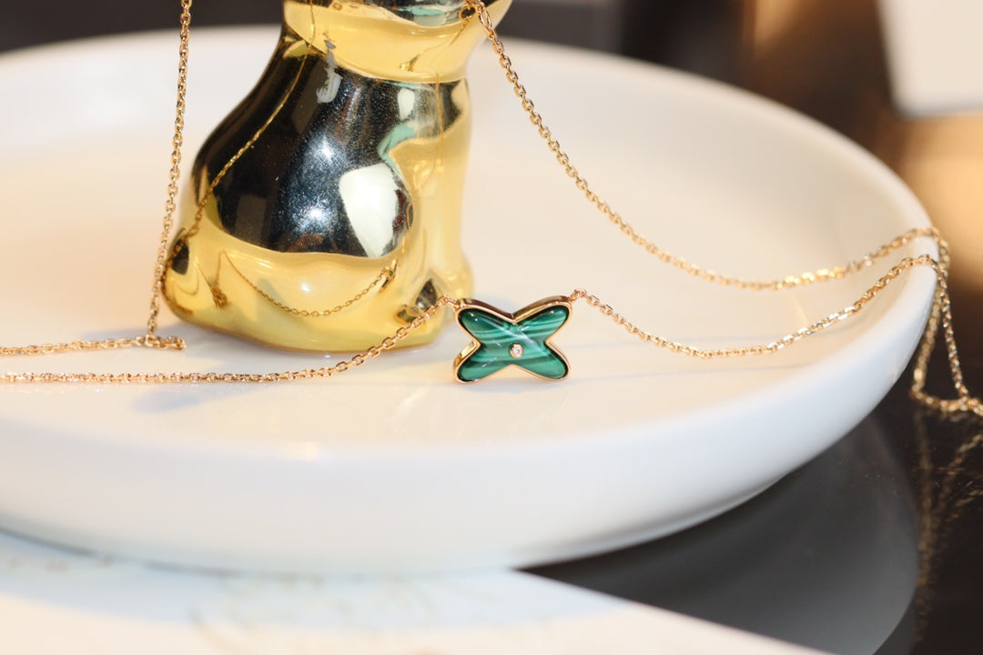 [Violet JW]JEUX MALACHITE 1 DIAMOND PINK GOLD NECKLACE