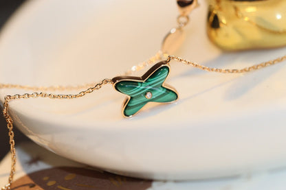 [Violet JW]JEUX MALACHITE 1 DIAMOND PINK GOLD NECKLACE