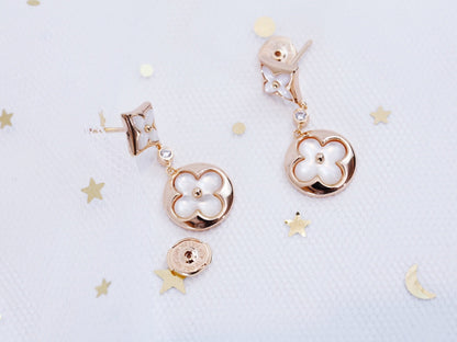 [Violet JW]STAR AND SUN PINK GOLD MOP DROP EARRINGS