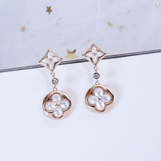 [Violet JW]STAR AND SUN PINK GOLD MOP DROP EARRINGS