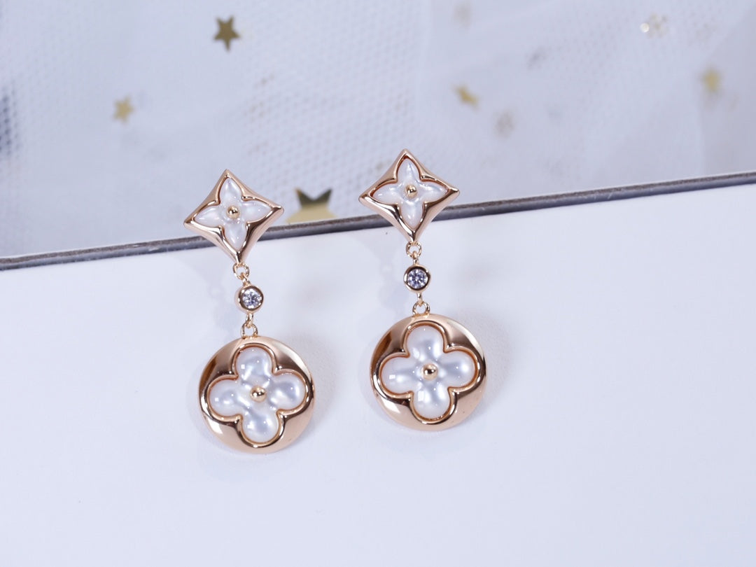 [Violet JW]STAR AND SUN PINK GOLD MOP DROP EARRINGS