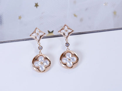 [Violet JW]STAR AND SUN PINK GOLD MOP DROP EARRINGS