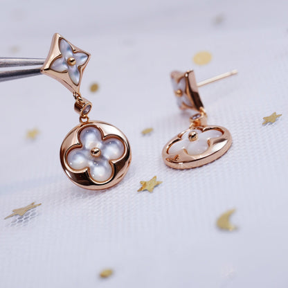 [Violet JW]STAR AND SUN PINK GOLD MOP DROP EARRINGS