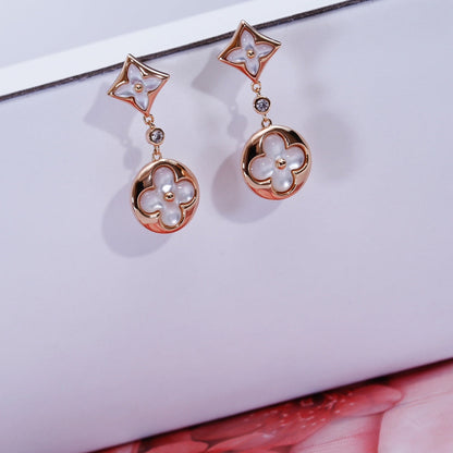 [Violet JW]STAR AND SUN PINK GOLD MOP DROP EARRINGS