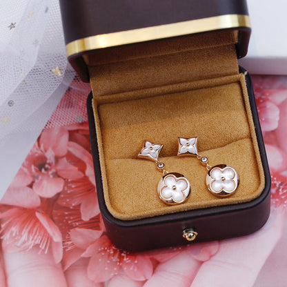 [Violet JW]STAR AND SUN PINK GOLD MOP DROP EARRINGS