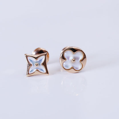 [Violet JW]STAR AND SUN PINK GOLD MOP STUD EARRINGS