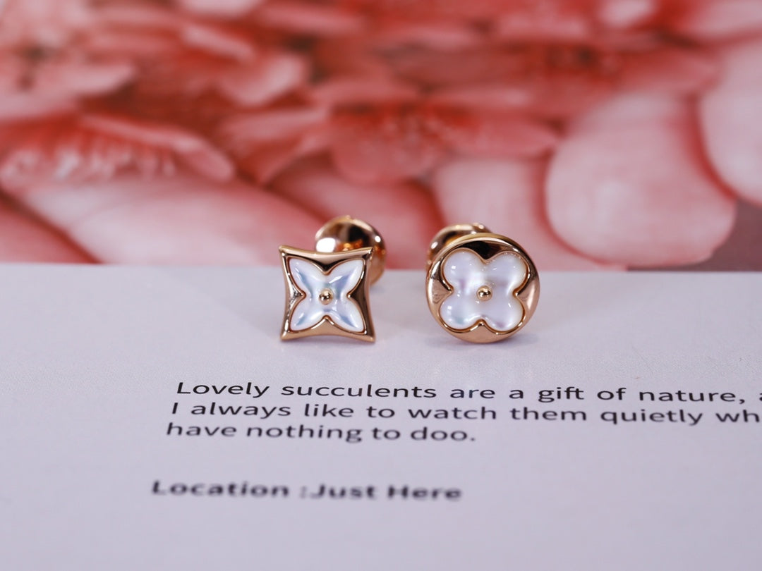 [Violet JW]STAR AND SUN PINK GOLD MOP STUD EARRINGS