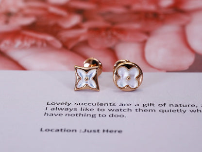 [Violet JW]STAR AND SUN PINK GOLD MOP STUD EARRINGS