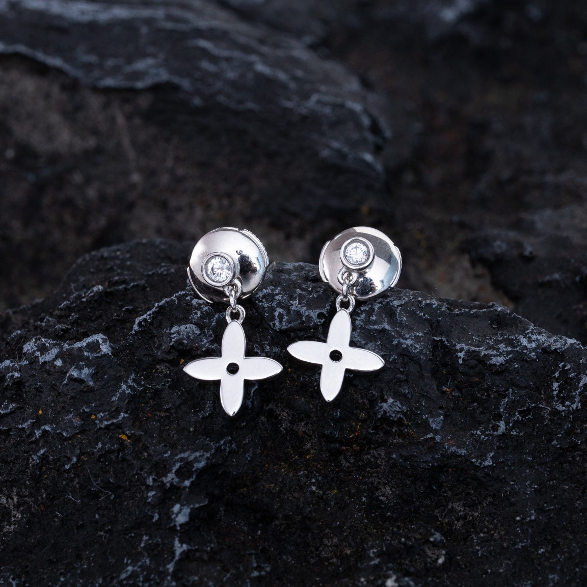 [Violet JW]VIDYLLE SILVER DIAMOND MINI DROP EARRINGS
