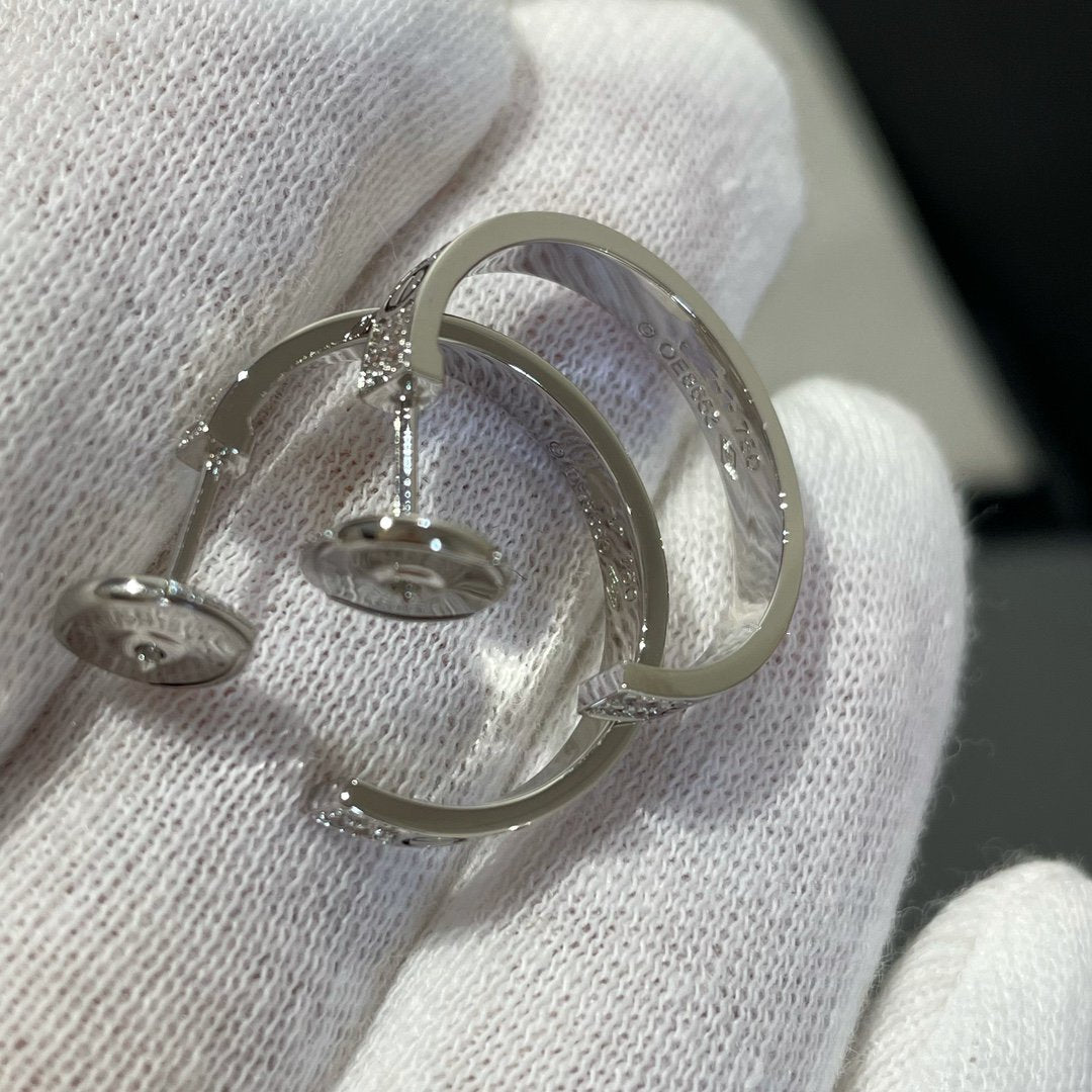 [Violet JW]LOVE DIAMOND SILVER HOOP EARRINGS