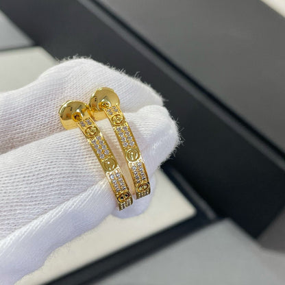 [Violet JW]LOVE DIAMOND GOLD HOOP EARRINGS