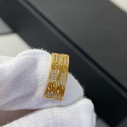 [Violet JW]LOVE DIAMOND GOLD HOOP EARRINGS