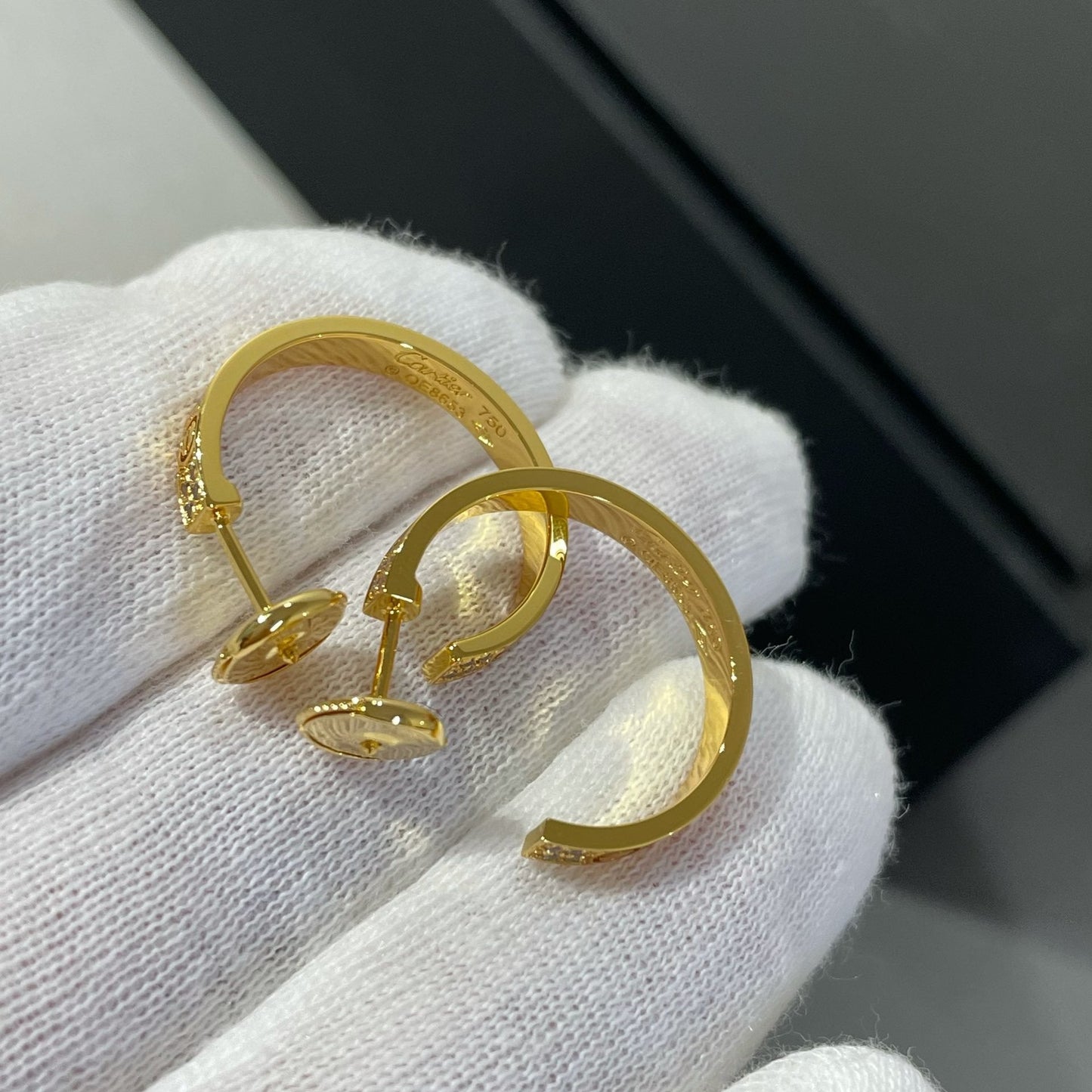 [Violet JW]LOVE DIAMOND GOLD HOOP EARRINGS