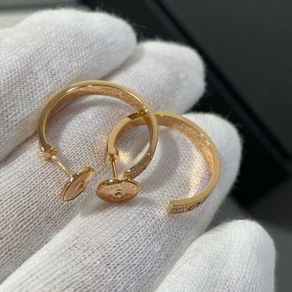 [Violet JW]LOVE DIAMOND PINK GOLD HOOP EARRINGS