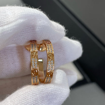 [Violet JW]LOVE DIAMOND PINK GOLD HOOP EARRINGS