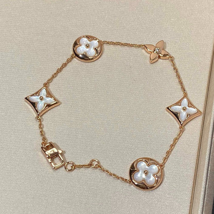 [Violet JW]STAR AND SUN 5 MOTIF MOP PINK GOLD BRACELET