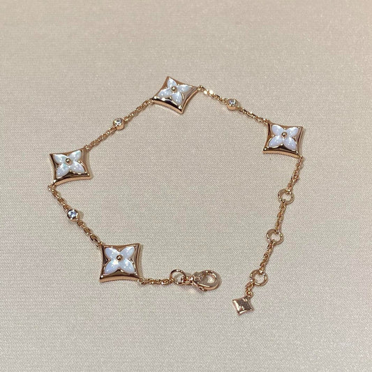 [Violet JW]STAR 4 MOTIF MOP DIAMOND PINK GOLD BRACELET