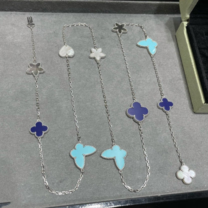 [Violet JW]LUCKY CLOVER SILVER 11 MOTIF NECKLACE