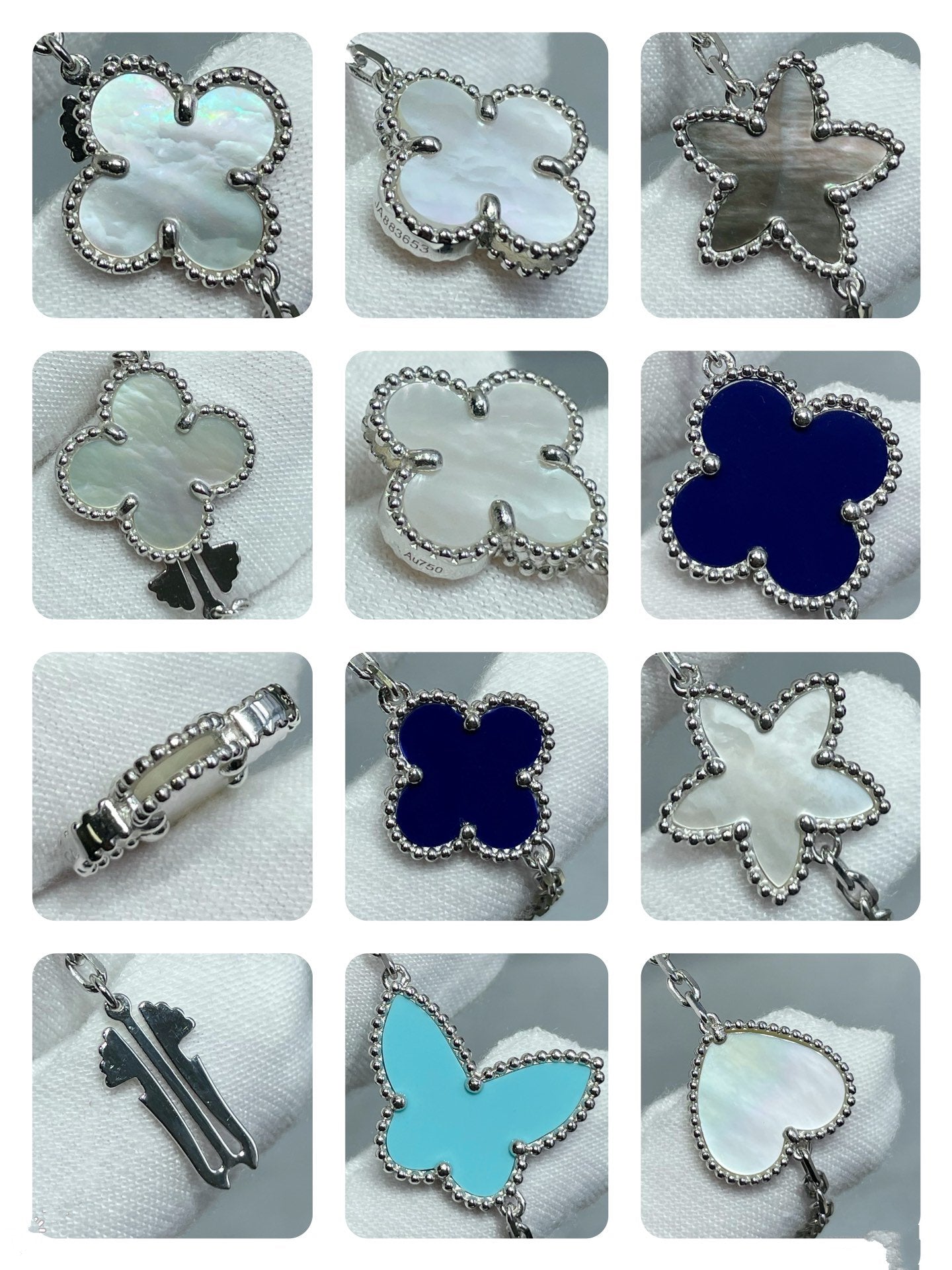 [Violet JW]LUCKY CLOVER SILVER 11 MOTIF NECKLACE