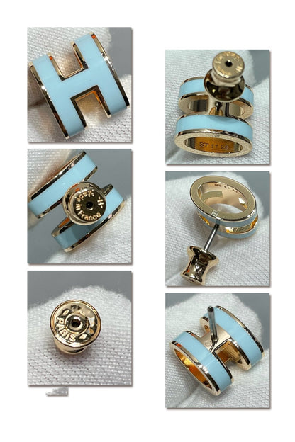 [Violet JW]POP H SKY BLUE STUD EARRINGS