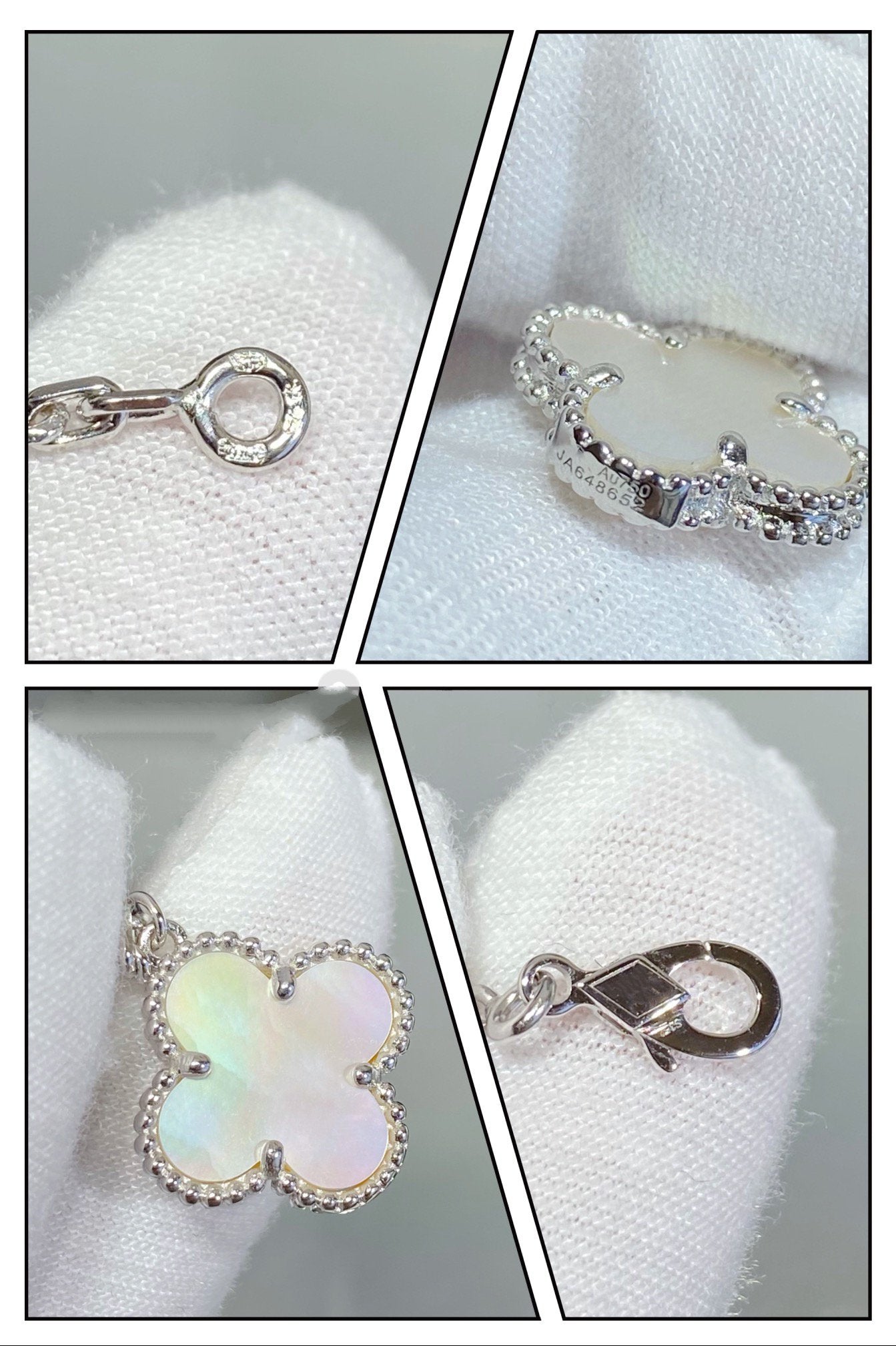 [Violet JW]CLOVER 5 MOTIF WHITE MOP SILVER BRACELET
