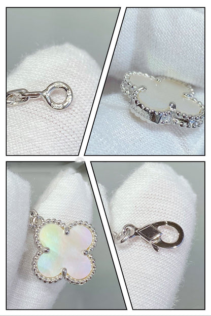 [Violet JW]CLOVER 5 MOTIF WHITE MOP SILVER BRACELET