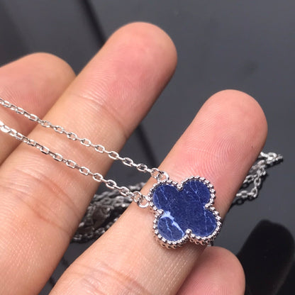 [Violet JW]CLOVER PIETERSITE SILVER LONG NECKLACE