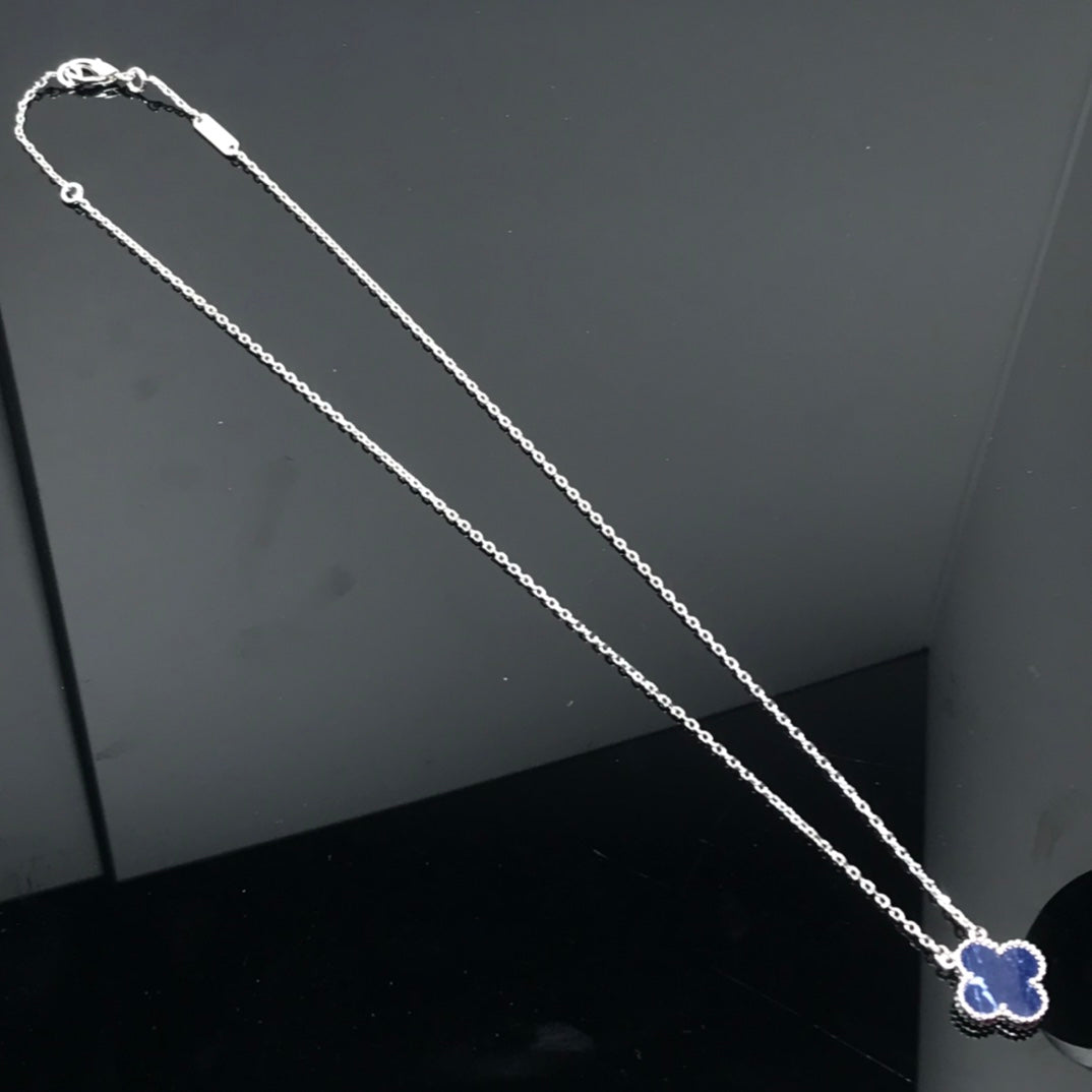 [Violet JW]CLOVER PIETERSITE SILVER LONG NECKLACE