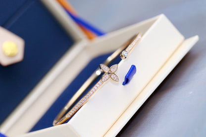 [Violet JW]IDYLLE PINK GOLD OPEN BRACELET DIAMOND PAVED