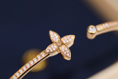 [Violet JW]IDYLLE PINK GOLD OPEN BRACELET DIAMOND PAVED