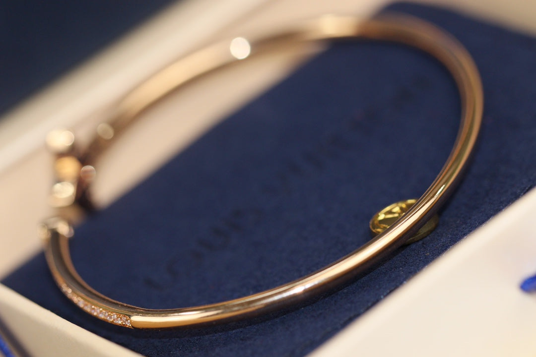 [Violet JW]IDYLLE PINK GOLD OPEN BRACELET DIAMOND PAVED