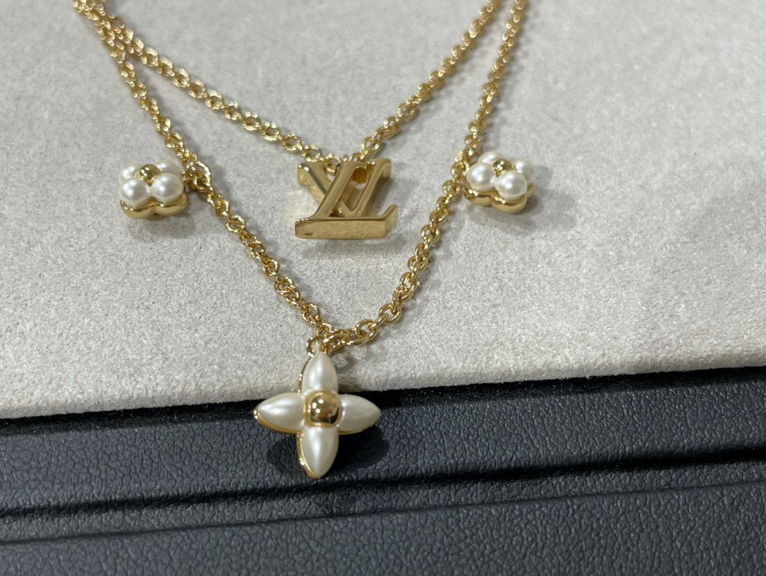 [Violet JW]FLOWERGRAM GOLD MOP DOUBLE ROW NECKLACE