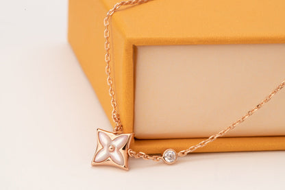 [Violet JW]STAR PINK MOP 1 DIAMOND PINK GOLD NECKLACE