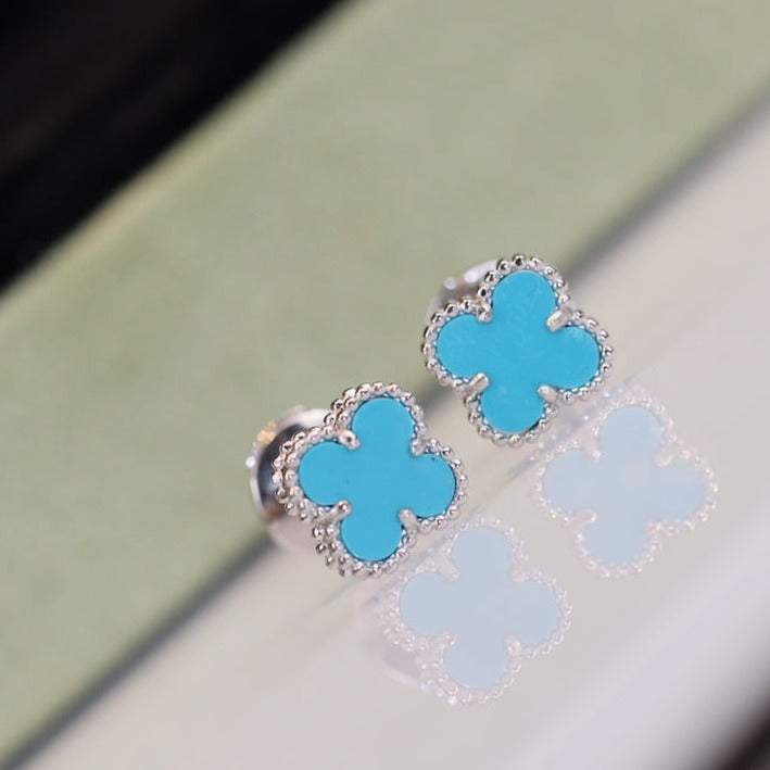 [Violet JW]CLOVER MINI TURQUOISE SILVER STUD EARRINGS