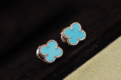 [Violet JW]CLOVER MINI TURQUOISE SILVER STUD EARRINGS