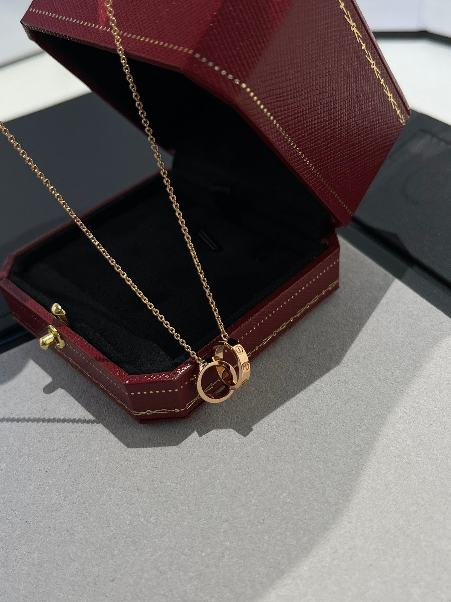 [Violet JW]LOVE NECKLACE DOUBLE RING PINK GOLD