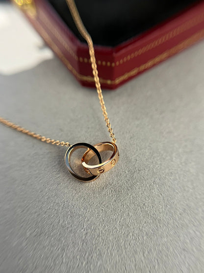 [Violet JW]LOVE NECKLACE DOUBLE RING PINK GOLD