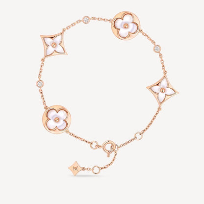 [Violet JW]STAR AND SUN 4 MOTIF WHITE MOP PINK GOLD BRACELET