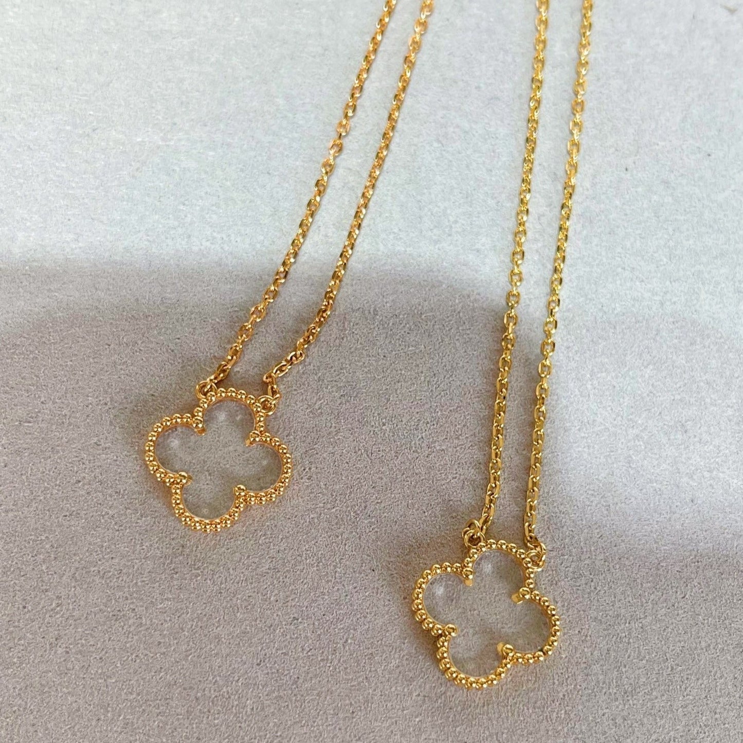 [Violet JW]CLOVER ROCK CRYSTAL ROSE GOLD NECKLACE